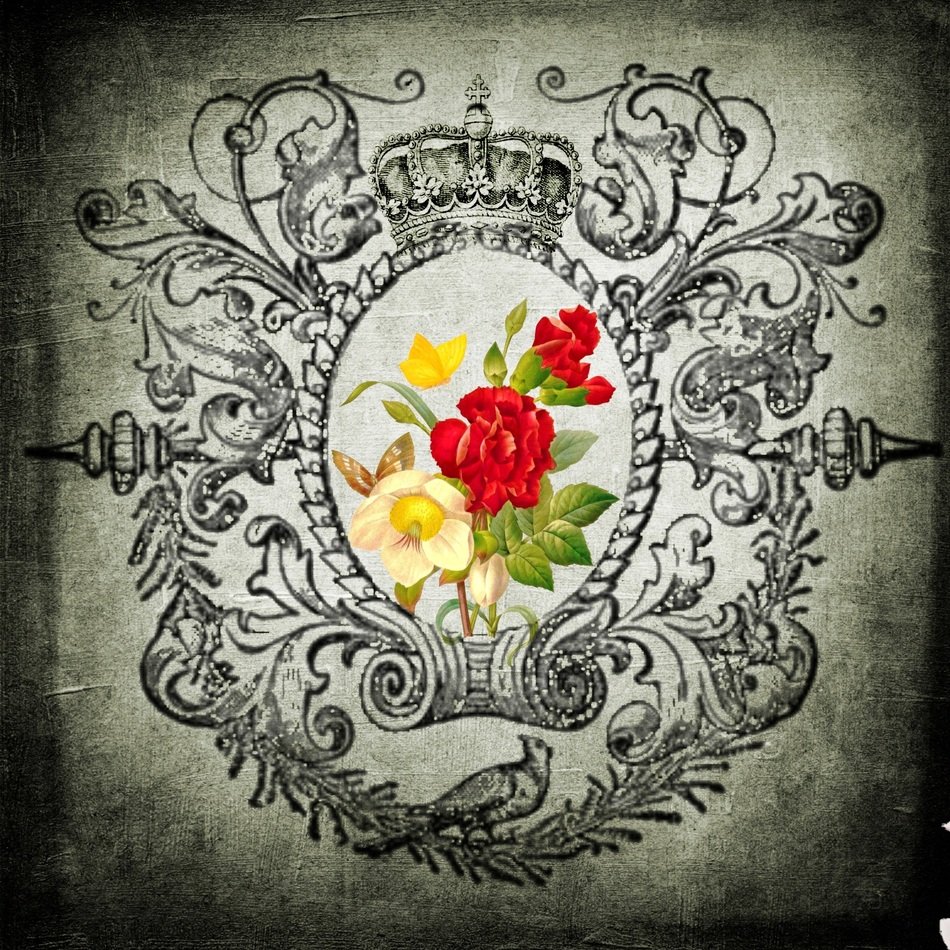 Grunge Background Frame Roses
