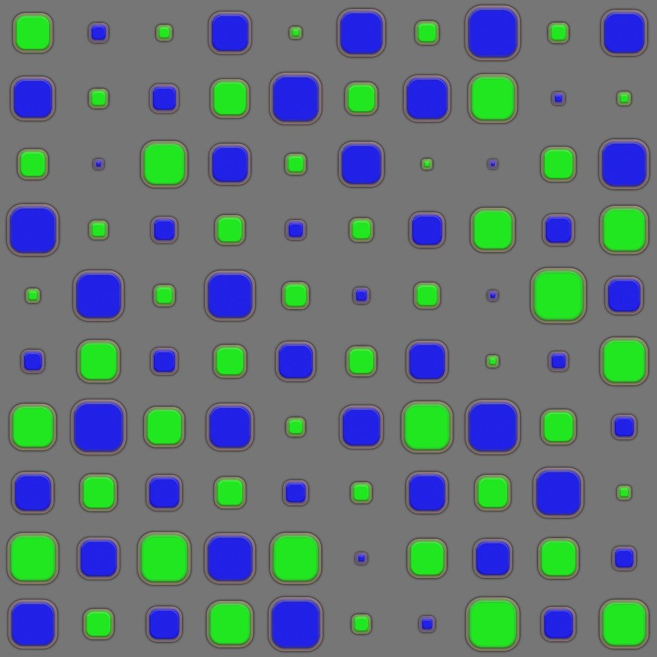 gray background with blue and green squares