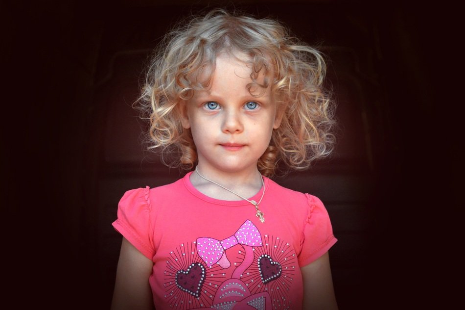 Girl Child Portrait Pink Blonde
