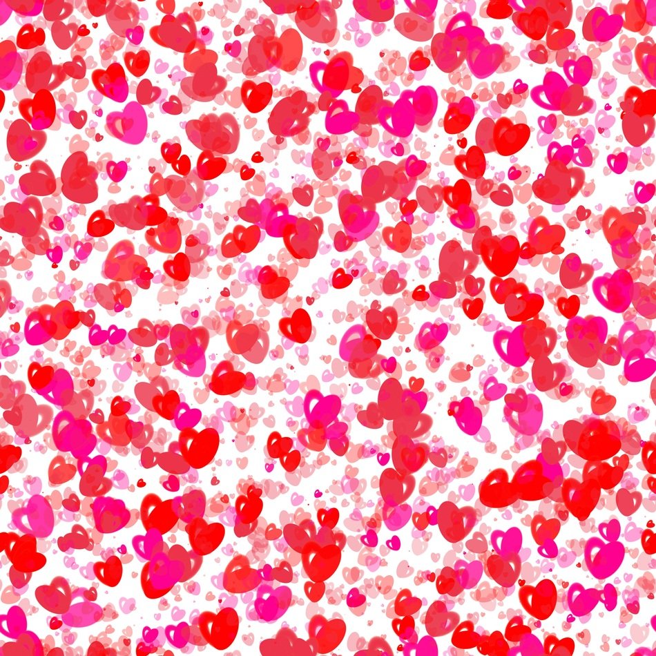 background with red and pink hearts at white background