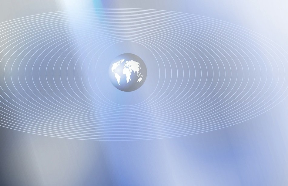 image planets and spheres on a blue background