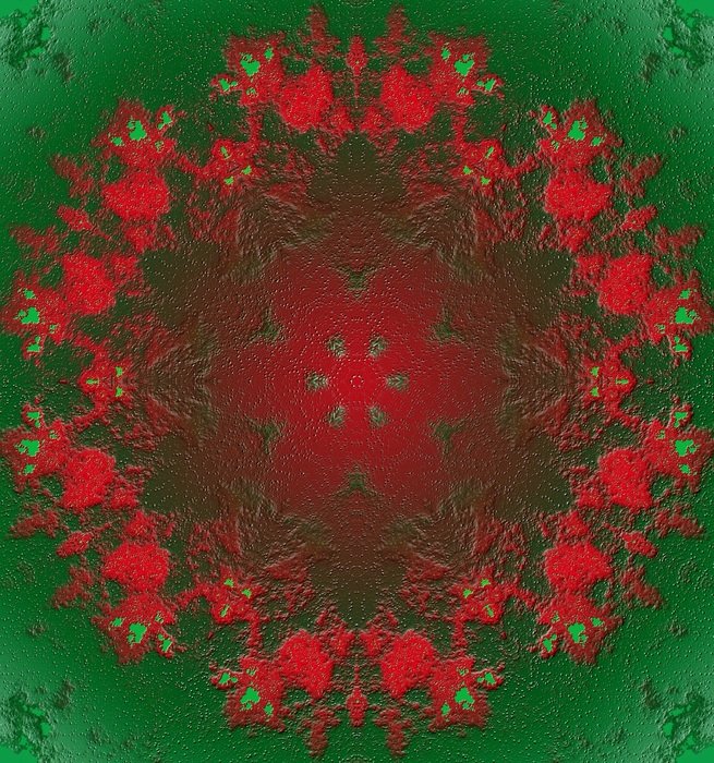 red fractal flower in the green background
