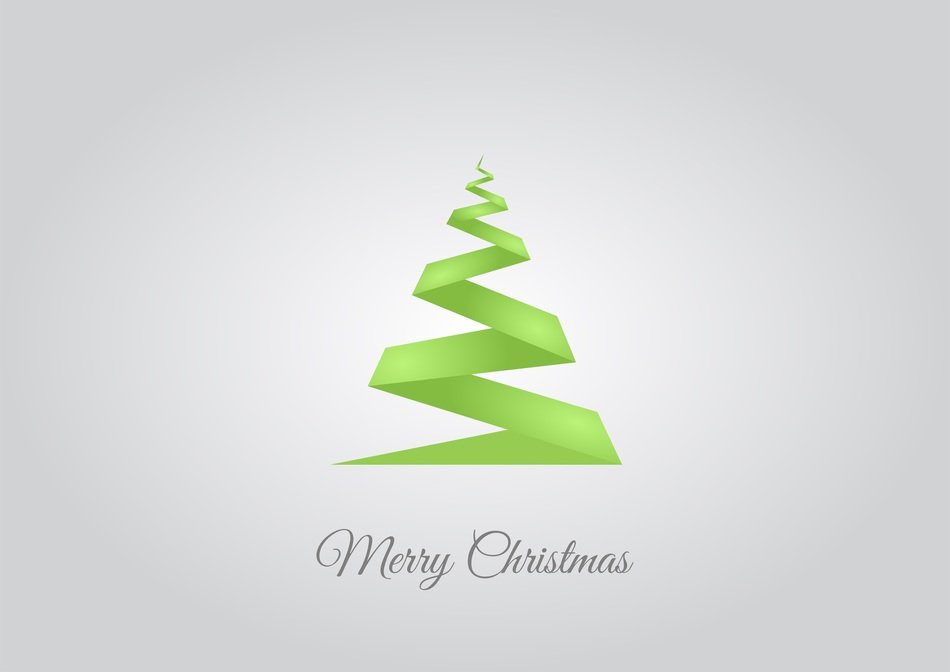 Christmas tree of green ribbon on a light background