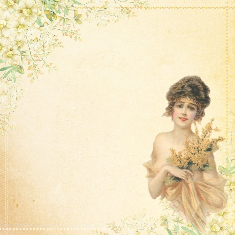 Vintage Lady Flower Background