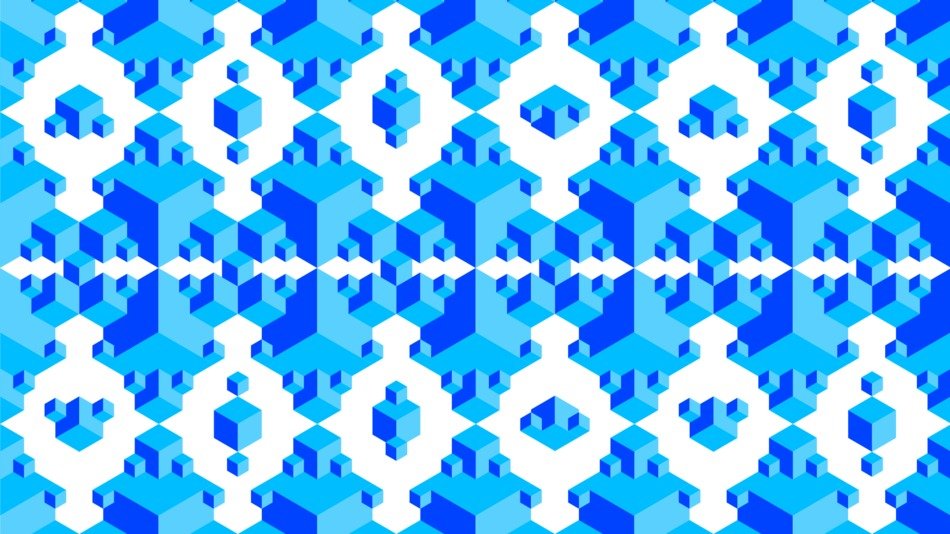 a geometric pattern on a blue background