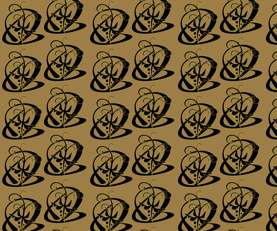 brown background with drawings