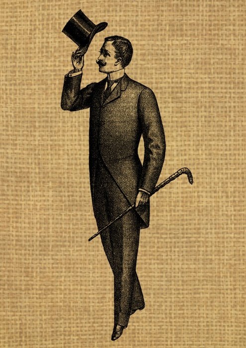 Vintage Man Gentleman Hat Suit