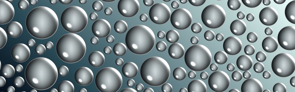 gray banner with gray spheres
