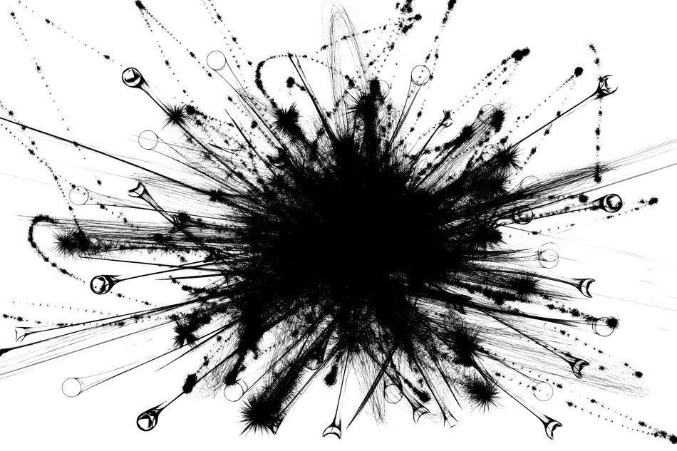black paint blot on white background