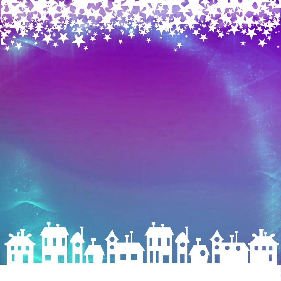 background with silhouette of a town in Christmas time