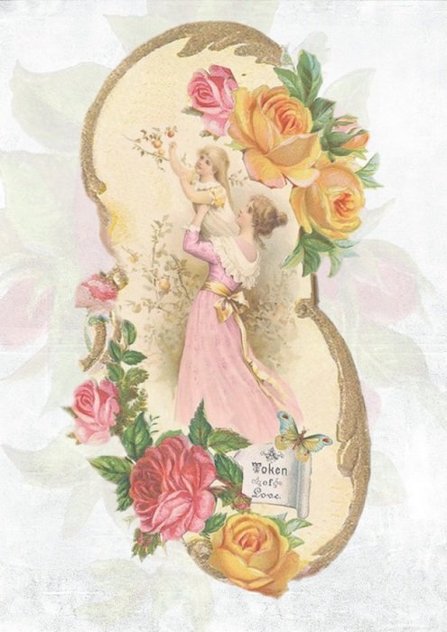 Vintage Rose Design Old Floral