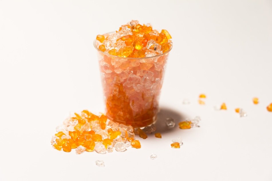 yellow glass particles