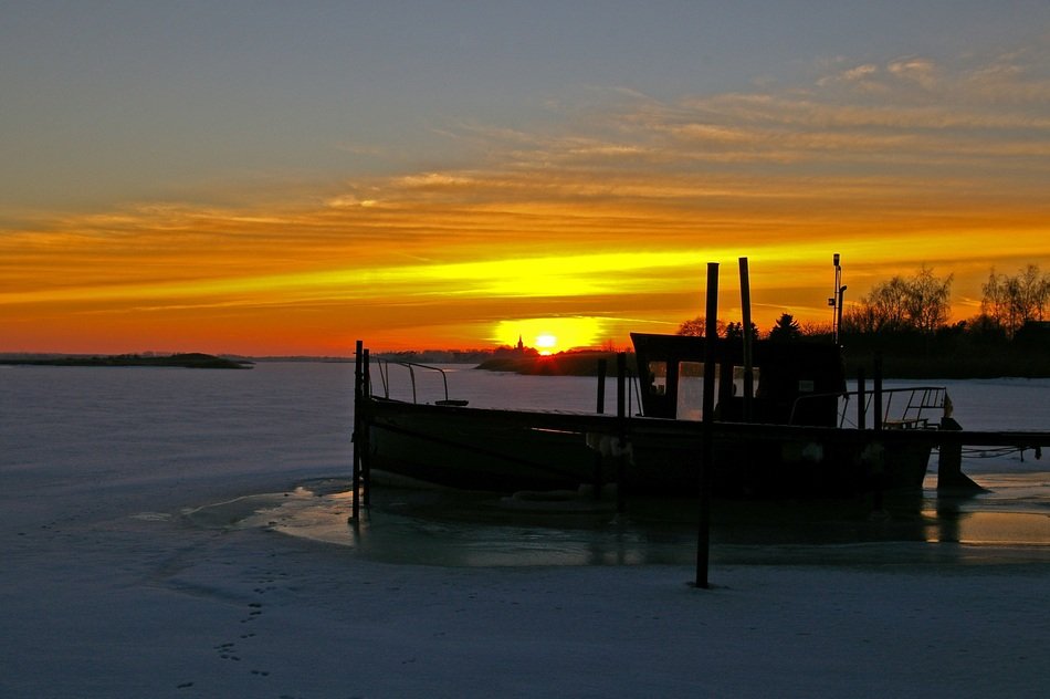 Sunset Winter Evening Winter Ice