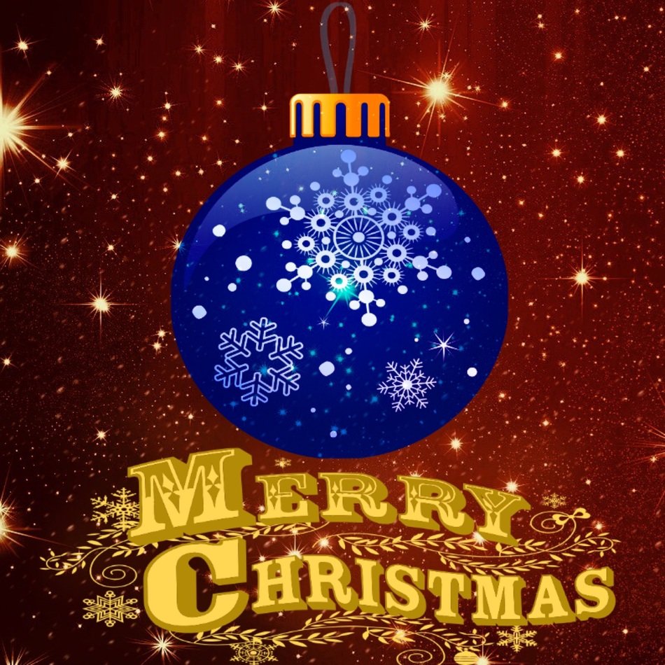 wallpaper with blue Christmas ball
