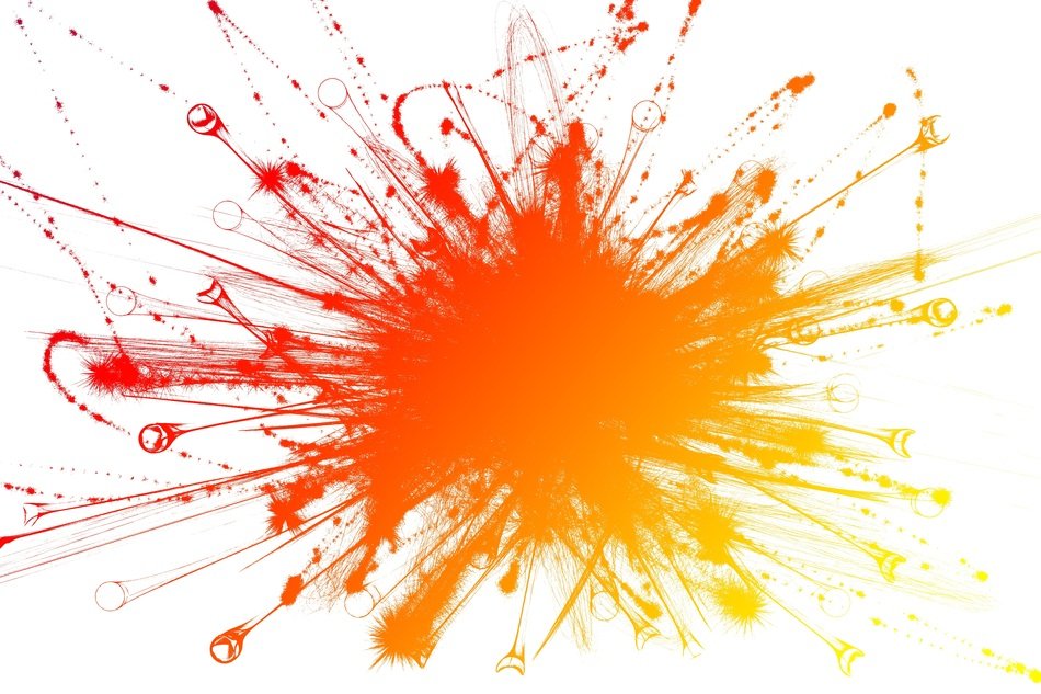 blot of orange paint on white background
