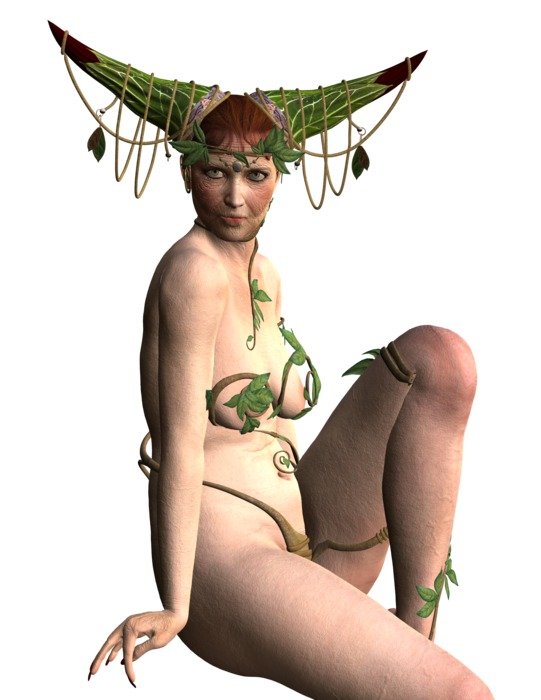girl in a bathing suit and with horns on her head