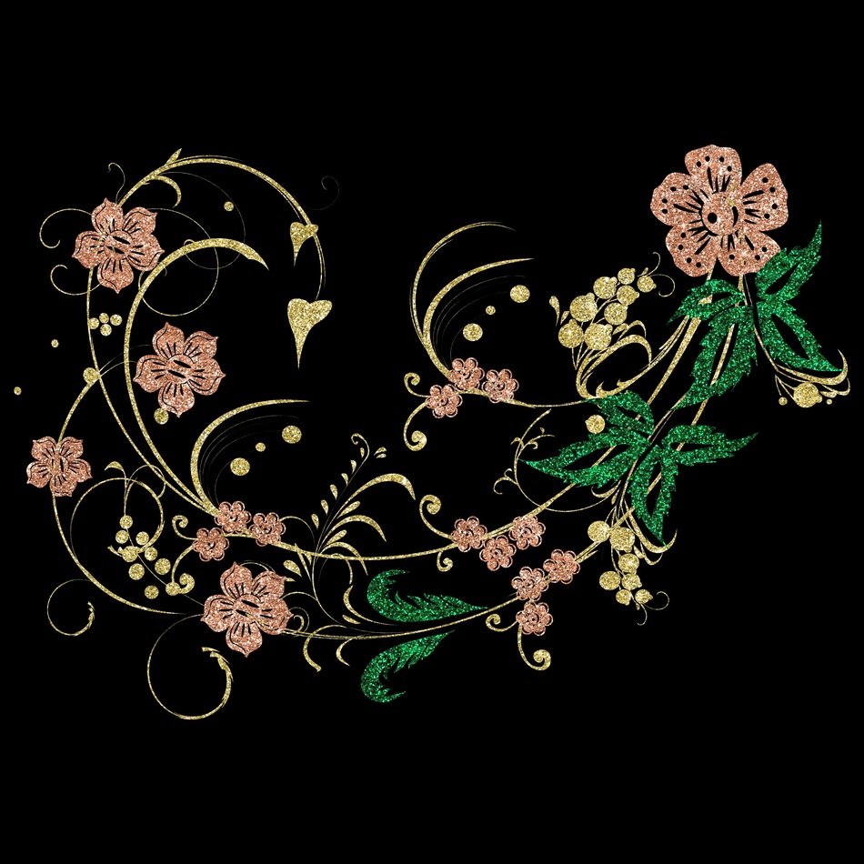 glittering flower on a black background
