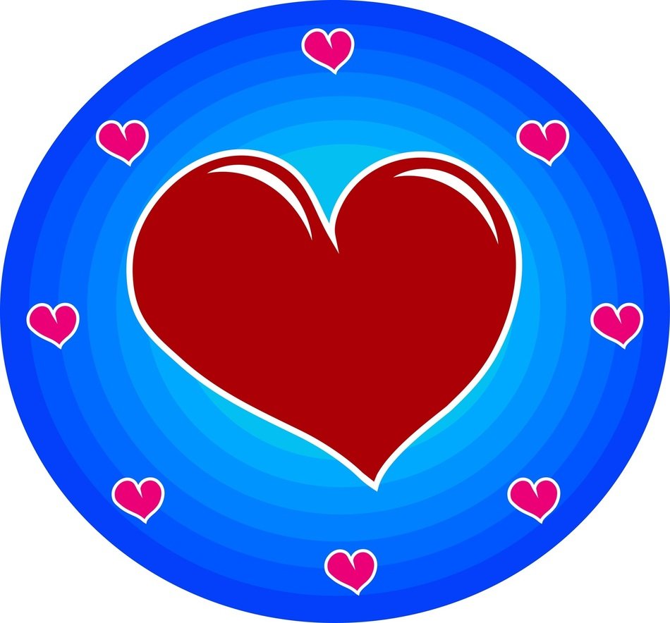 red heart in the blue circle