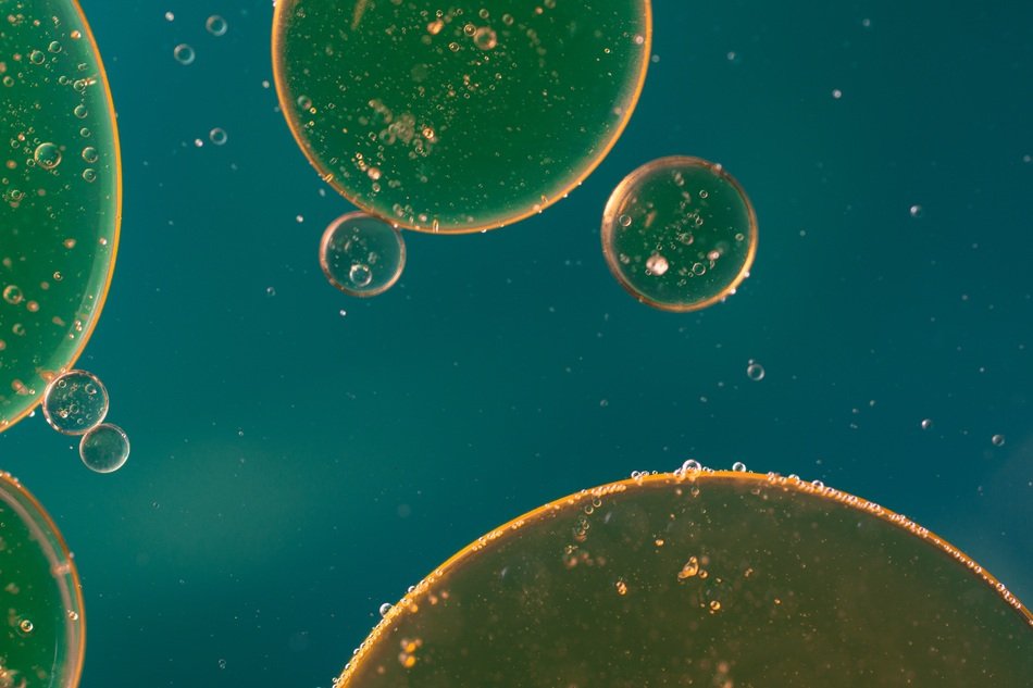oil spots on a blue background