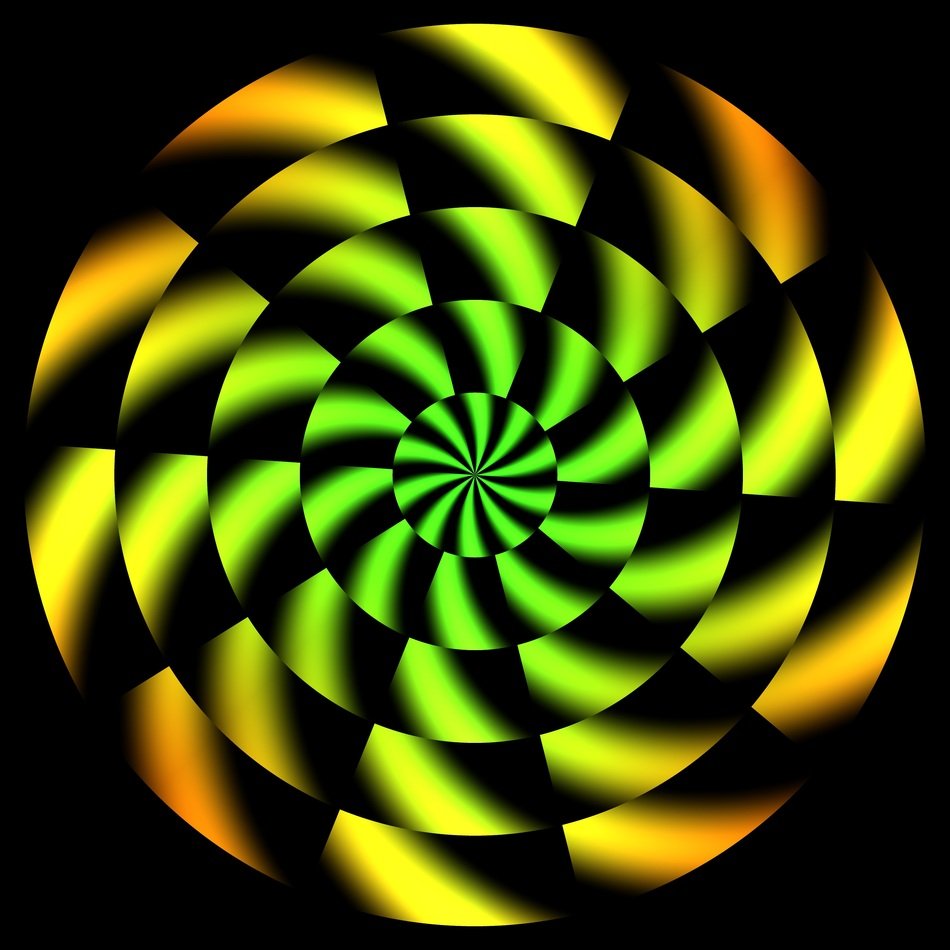 green round spiral on black background