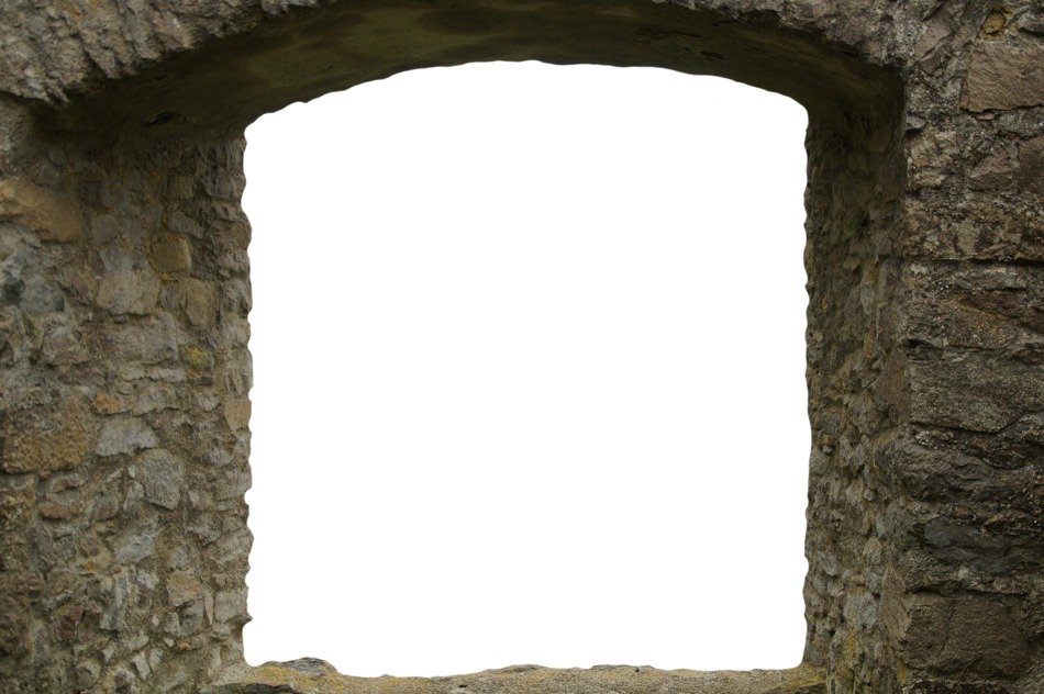 window in natural stone wall