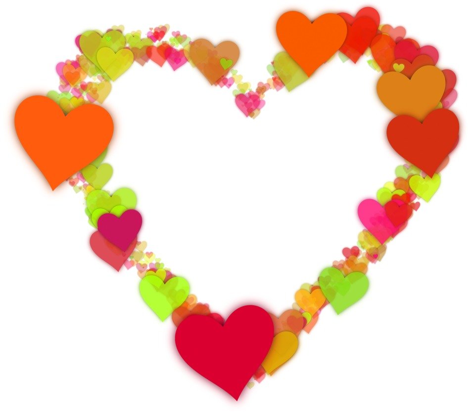 white background with heart made of hearts