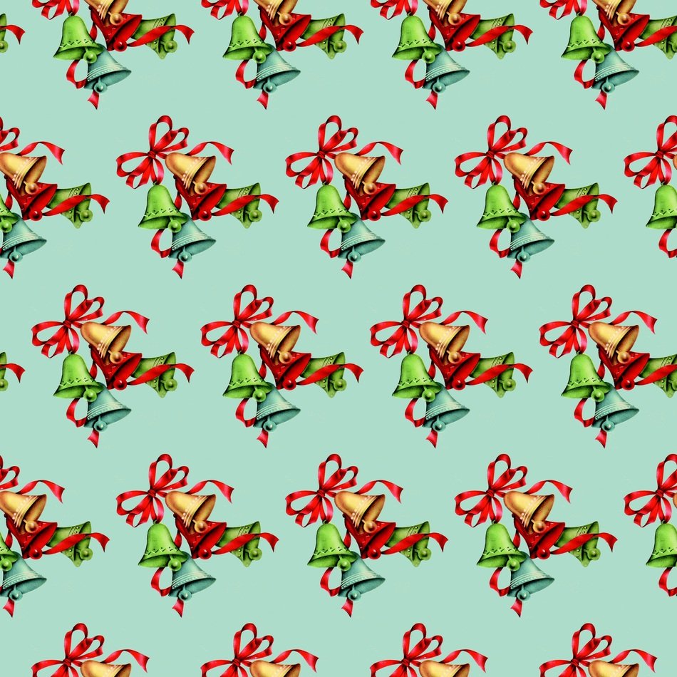 green background with Christmas bells