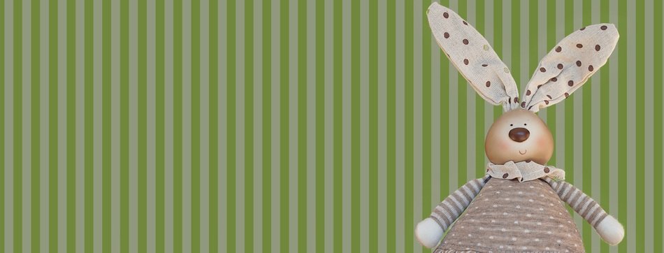 decorative hare on the background of green stripes