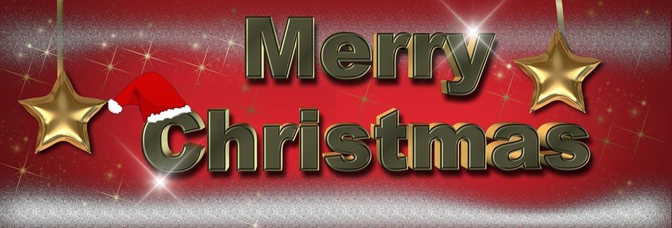 christmas inscription on a red background with stars