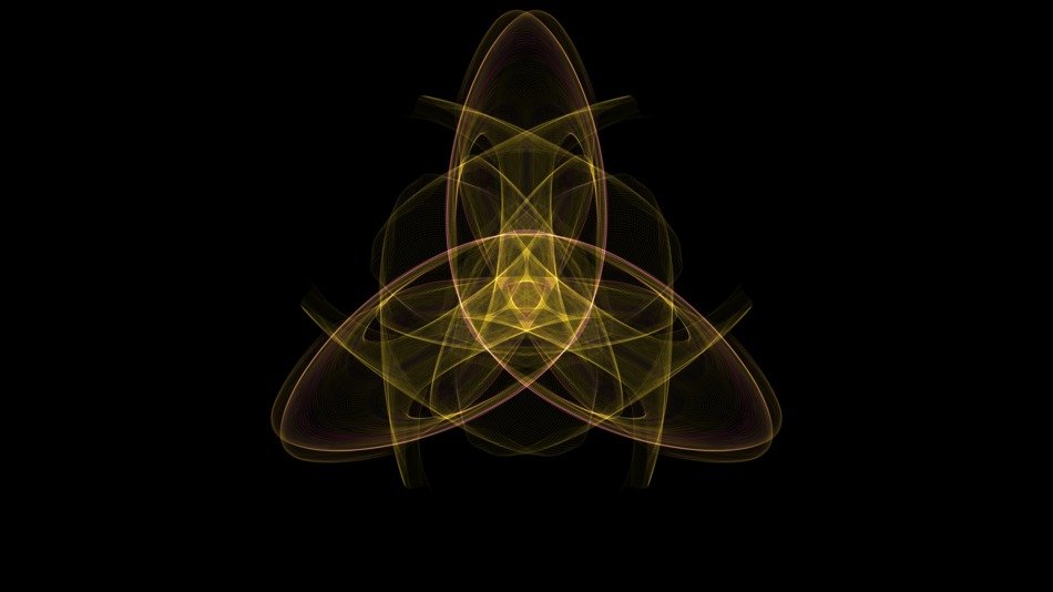 fractal in the form of three sheets on a dark background