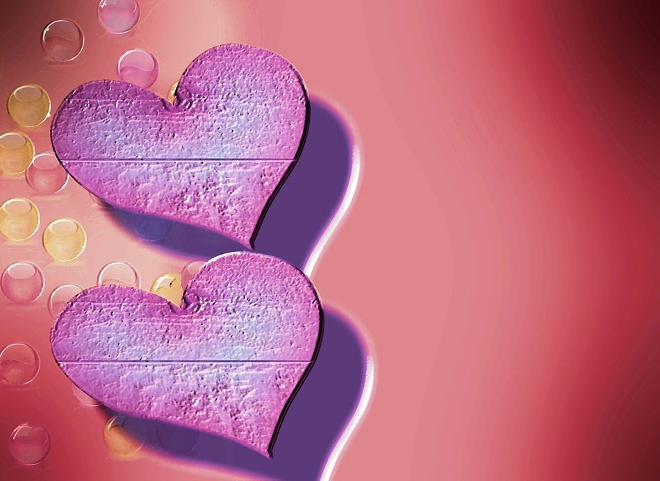 wallpaper with purple 3d hearts