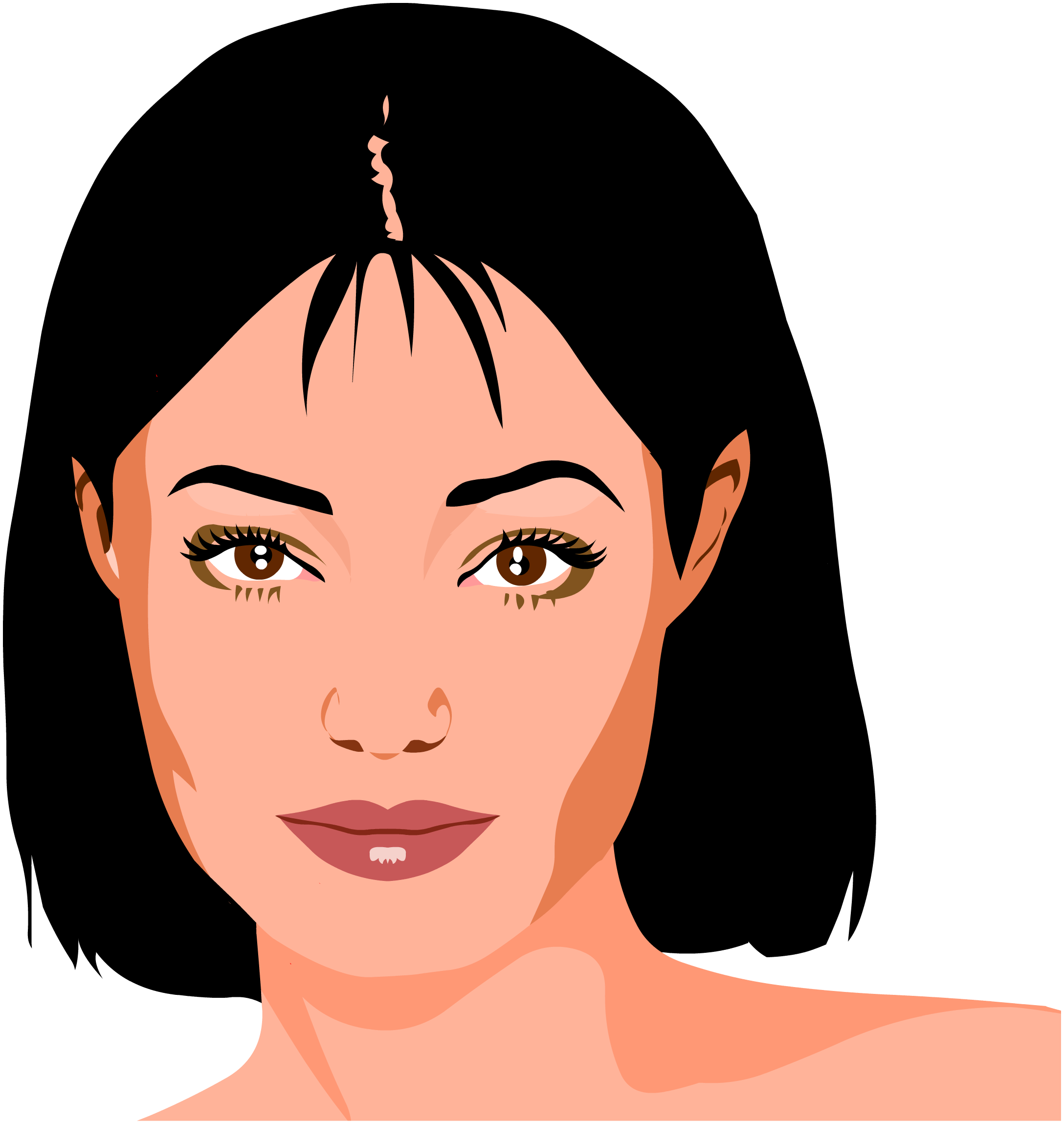 Woman With Dark Hair Portrait Drawing Free Image Download 4862