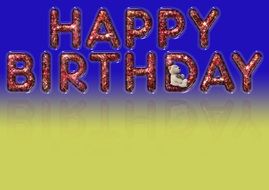 blue yellow background with birthday greeting card