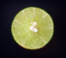 cross section of a lime on the black background