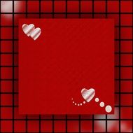 red background with squares and hearts
