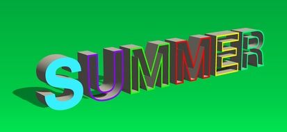 color word summer on green background