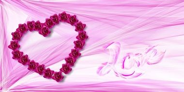 heart on pink transparent fabric as background