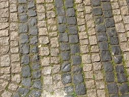 stones lined pattern on the road