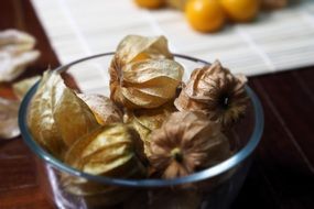 physalis berries in the glass