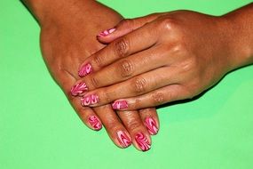 decorative manicure on hands