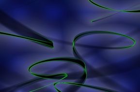 dark blue background with green spirals