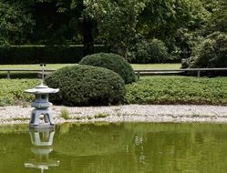 lake lantern in a japanese garden