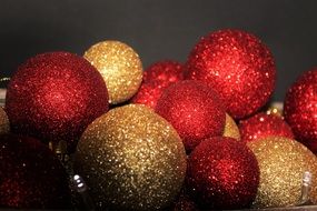 red and gold shiny christmas balls