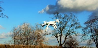 banner with flying drone