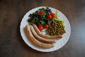 Isolated Meal Sausage Lettuce