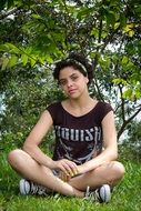 Teenager Nature Sitting Girl