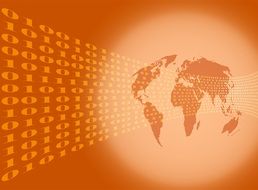 world map on orange background