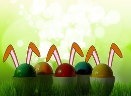 background with Easter eggs with bunny ears