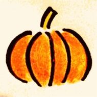 drawing of an orange pumpkin