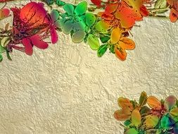Background Flowers Leaves Beige